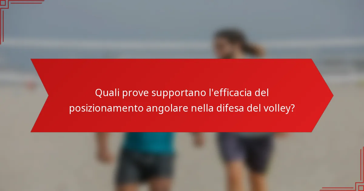 Quali prove supportano l'efficacia del posizionamento angolare nella difesa del volley?